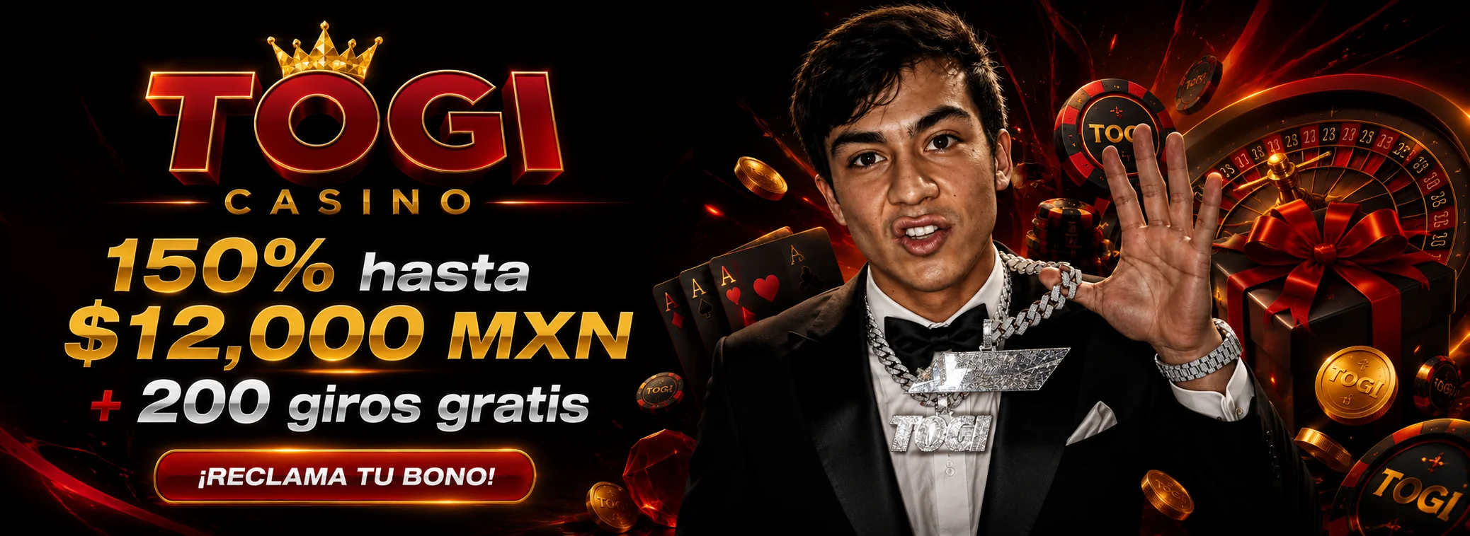Bono de bienvenida de Togi Casino: 150% hasta $12,000 MXN más 200 giros gratis en Wanted Dead or a Wild